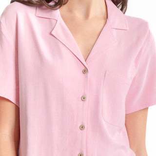 Blusa Crop de Lino con Bolsillo