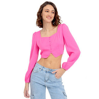 BLUSA CROP BUTTONS AT FRONT PARA DAMA FOREVER 21