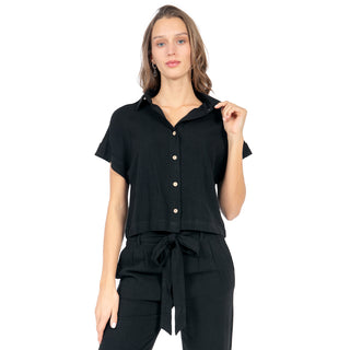 BLUSA OVERSIZE DE LINO PARA MUJER FOREVER 21