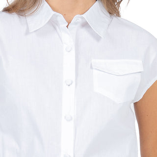 Blusa Camisera Corta con Bolsillo