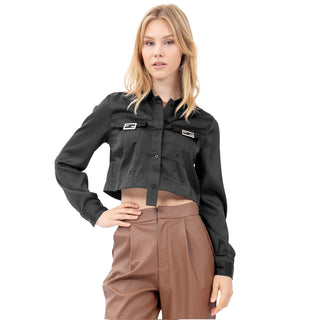 BLUSA PARA MUJER CROPPED LONG SLEEVE WITH BUCKLE BAGS FOREVER 21