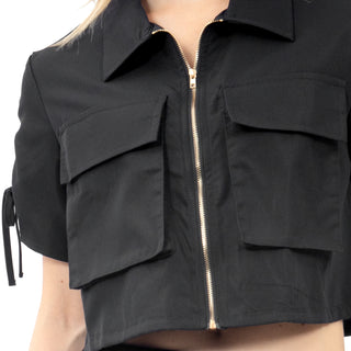 BLUSA PARA MUJER WITH BAGS ON FRONT SHORT SLEEVE FOREVER 21