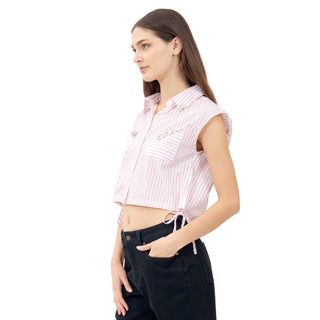 Blusa Cropped de Rayas con Bolsillos