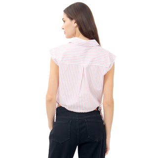 Blusa Cropped de Rayas con Bolsillos