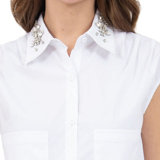 BLUSA PARA MUJER FASHION CROPPED WITH STONES SIN MANGAS FOREVER 21