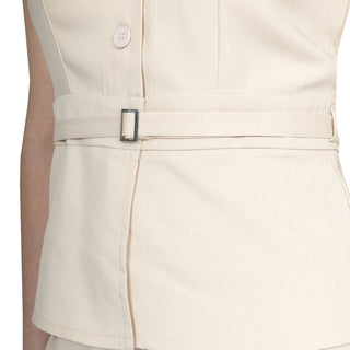 Blusa sin Mangas con Espalda Descubierta y Botones al Frente