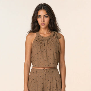 Blusa Crop con Nudo al Hombro para Mujer Forever 21 #color_café