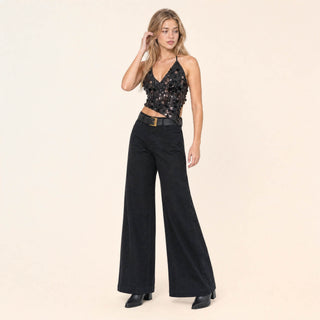 Blusa Crop con Lentejuelas para Mujer Forever 21 #color_negro