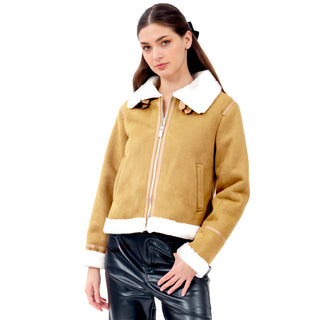 CHAMARRA PARA MUJER SUEDE AVIATOR JACKET FOREVER 21