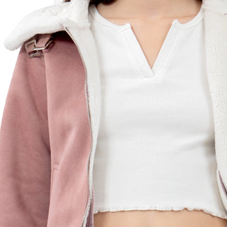 CHAMARRA PARA MUJER SUEDE AVIATOR JACKET FOREVER 21