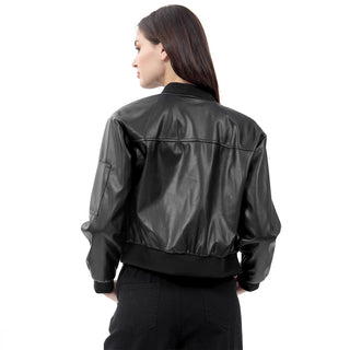 CHAMARRA PARA MUJER PU BOMBER JACKET WITH ZIPPER FOREVER 21