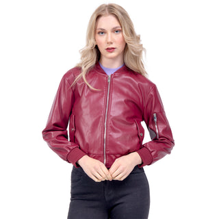 CHAMARRA PARA MUJER PU BOMBER JACKET WITH ZIPPER FOREVER 21