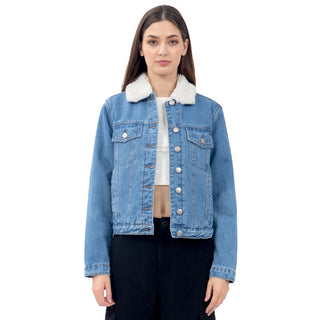 CHAMARRA PARA MUJER DENIM SHERPA JACKET FOREVER 21