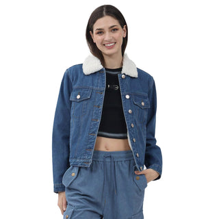 CHAMARRA PARA MUJER DENIM SHERPA JACKET FOREVER 21