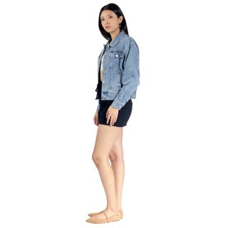 Chamarra Denim Básica con Bolsillos en el Pecho