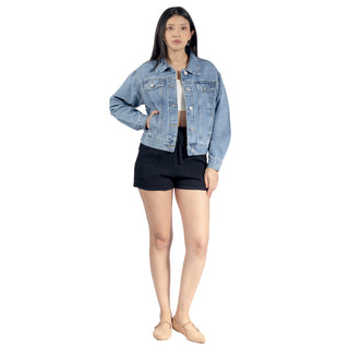Chamarra Denim Básica con Bolsillos en el Pecho