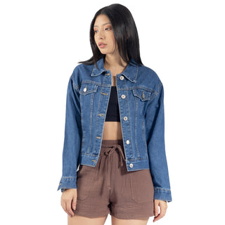 Chamarra Denim Básica con Bolsillos en el Pecho