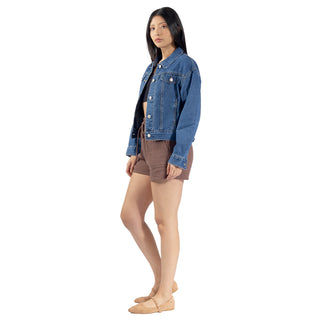 Chamarra Denim Básica con Bolsillos en el Pecho