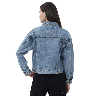 CHAMARRA PARA MUJER JACKET DENIM WITH FOIL FOREVER 21