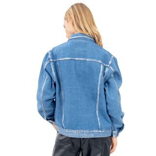 CHAMARRA PARA MUJER JACKET DENIM CLEAR WITH FOIL FOREVER 21