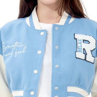 CHAMARRA PARA MUJER VARSITY CROP JACKET WOOL/PU FOREVER 21