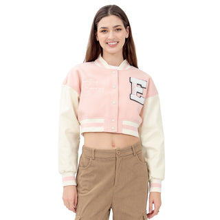 CHAMARRA PARA MUJER VARSITY CROP JACKET WOOL/PU FOREVER 21