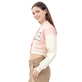 CHAMARRA PARA MUJER VARSITY CROP JACKET WOOL/PU FOREVER 21