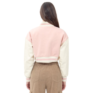 CHAMARRA PARA MUJER VARSITY CROP JACKET WOOL/PU FOREVER 21