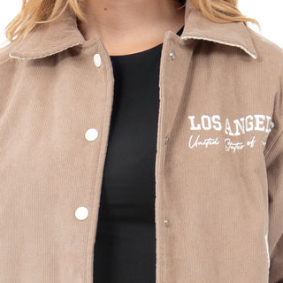 CHAMARRA PARA MUJER VARSITY CORDUROY EMBROIDERY FOREVER 21