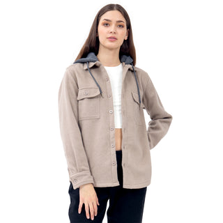 CHAMARRA PARA MUJER OVER SHIRT WITH HOODIE FOREVER 21