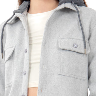 CHAMARRA PARA MUJER OVER SHIRT WITH HOODIE FOREVER 21