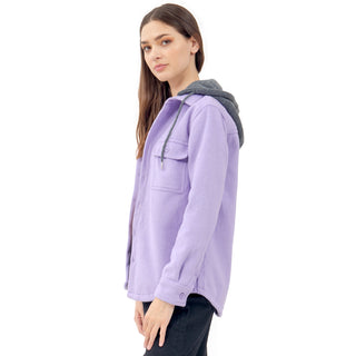 CHAMARRA PARA MUJER OVER SHIRT WITH HOODIE FOREVER 21