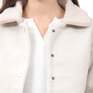 CHAMARRA PARA MUJER SUEDE SHERPA WITH BUTTONS FOREVER 21