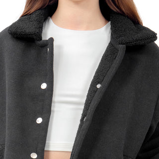 CHAMARRA PARA MUJER SUEDE SHERPA WITH BUTTONS FOREVER 21