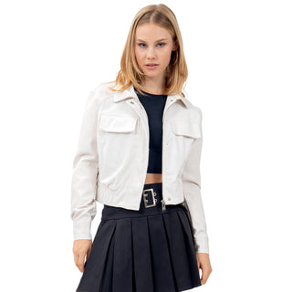 CHAMARRA PARA MUJER FASHION JACKET WITH PU SLEEVES FOREVER 21