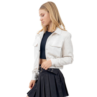 CHAMARRA PARA MUJER FASHION JACKET WITH PU SLEEVES FOREVER 21