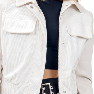 CHAMARRA PARA MUJER FASHION JACKET WITH PU SLEEVES FOREVER 21