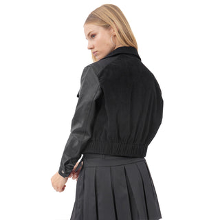 CHAMARRA PARA MUJER FASHION JACKET WITH PU SLEEVES FOREVER 21