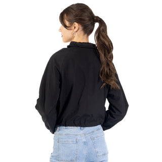Chamarra Crop  Rompevientos Con Bolsas Cargo Al Frente