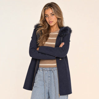 Chamarra con Capucha y Peluche para Mujer Forever 21 #color_azul-marino