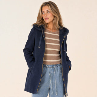 Chamarra con Capucha y Peluche para Mujer Forever 21 #color_azul-marino