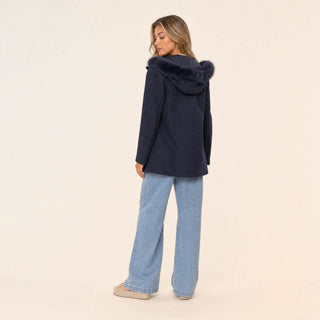 Chamarra con Capucha y Peluche para Mujer Forever 21 #color_azul-marino