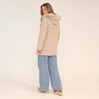 Chamarra con Capucha y Peluche para Mujer Forever 21 #color_hueso