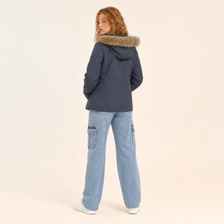 Chamarra Parka con Capucha para Mujer Forever 21 #color_azul-fuerte