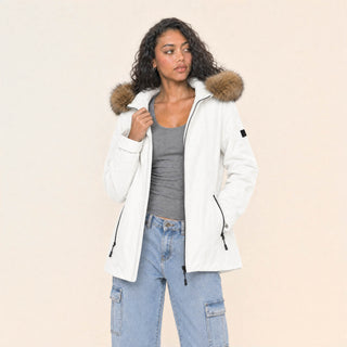 Chamarra Parka con Capucha para Mujer Forever 21 #color_hueso