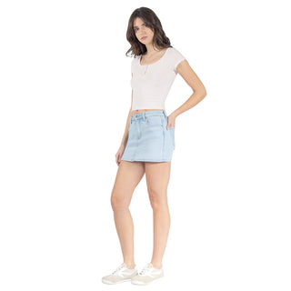 Falda Denim con Short y 5 Bolsillos