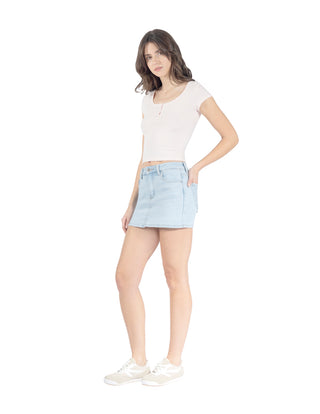 Minifalda de Mezclilla Stretch con Bolsillos