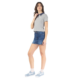 Falda Denim con Short y 5 Bolsillos