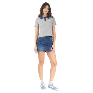 Falda Denim con Short y 5 Bolsillos