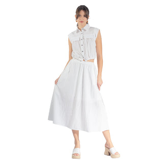 Falda Larga Lisa con Cintura Elástica